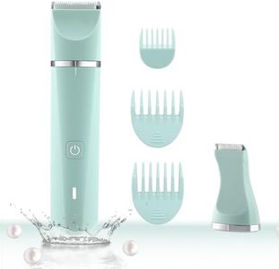 Electric Razor for Women Bikini Trimmer Rechargeable Electric Shaver for Legs Arms Pubic Body Hair Trimmer for Men and Women Hair Removal with Snap-in Ceramic Blades IP7X Washable，Green