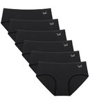 Cholewy Womens Underwear Multipack - Soft and Stretchy Ladies Knickers Comfortable Cotton Pants for Women, Ideal for Daily Wear (Pack of 6) Black