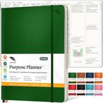 Purpose Planner Notebook B5 7.5”x9.8” Undated Daily Planner 2024-2025 Daily Weekly and Monthly Productivity Goal Setting Tool for Work Home ADHD Planner for Adults Self Care Journal (Green Softcover)