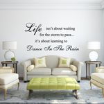 DigTour WallArt Life Isn't About Waiting for The Storm to Pass, It's About Learning to Dance in The Rain Wall Sticker Decal Vinyl Art Quote (Dark Brown, Large)