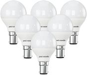 paul russells LED Golf Ball Light Small Bayonet Cap B15, 40w Equivalent Bulb, 4.9W 470LM LED Bulbs, 2700K Bright Warm White, Mini Globe Frosted G45 SBC Energy Saving (Not Dimmable) Lamps, Pack of 6