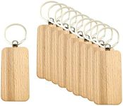 Generic 10Pcs Wooden Key Chain DIY Wood Key Rings Handmade Keyring Keychain for Jewelry Making, Style E 34x65mm