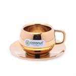 coconut Glitter Stainless Steel Gold Coating Cup and Saucer for Tea/Coffee - 1 Unit - 70ML