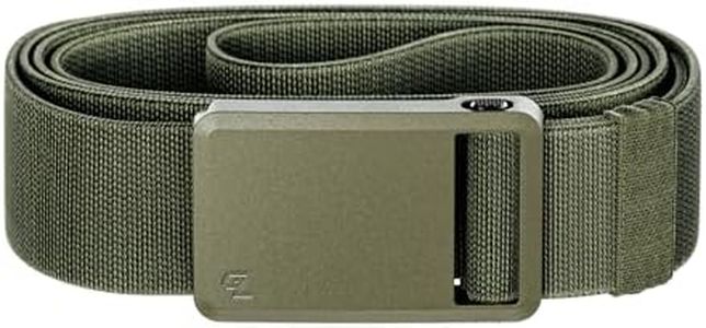 Groove Life Groove Belt Ultra Base Camp Green – Men's Stretchable Nylon Belt with Magnetic Buckle – Adjustable and Comfortable for Golf, Fitness, Outdoor, Hunting, Fishing - Small (28-32”)