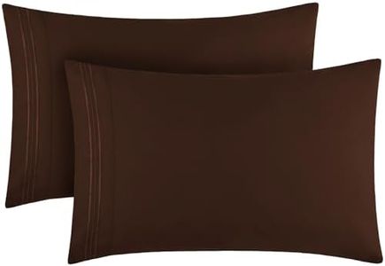 Mellanni Pillow Cases - 2 PC Iconic Collection Pillowcases - Luxury, Extra Soft, Cooling Pillow Covers - Envelope Closure (Standard/Queen 20" x 30", Brown)