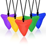 Sensory Chew Necklaces for Boys, Girls, Kids, Adults with Autism/ADHD/Special Needs Toys, BPA Free Silicone Baby Teether, Biting, Oral Motor Chew Toy (Shark teeth)