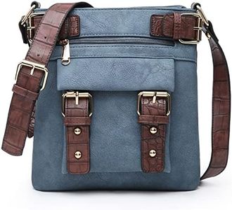 Dasein Top Belted Crossbody Bags for Women Soft Leather Messenger Bag Shoulder Bag Travel Purse (large size-jean blue)