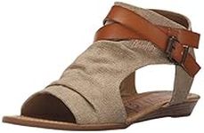 Blowfish Women's Balla Wedge Sandal, Desert Sand Rancher Canvas/Dyecut, 9 Medium US