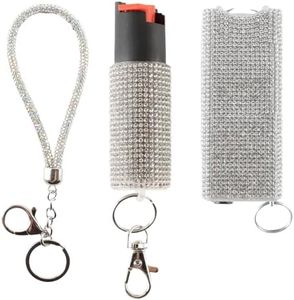 MAGIUSA Jewelly Stun Gun, Jewelly Pepper Spray & Bracelet Combo Self Defense Stick Baton Keychains Set Women Cute Keyring (Silver)