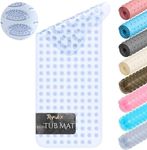 RIPIDIX Non-Slip Bathtub Mat, 100x39 cm, Extra Long – Shower Mat with Powerful Suction Cups & Drain Holes, BPA-Free, Machine Washable, Anti-Mold Bath Mat for Tub with Foot Massage Texture, Clear