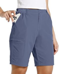 Willit Women's 10" Hiking Cargo Shorts Stretch Golf Active Long Shorts Quick Dry Outdoor Summer Shorts Sea Blue XS