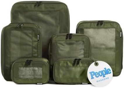 Aerotrunk Compression Packing Cubes for Travel - Luggage Organizer Bags - Double Zipper Packing Cubes for Suitcases (6-Pack, Olive Green)