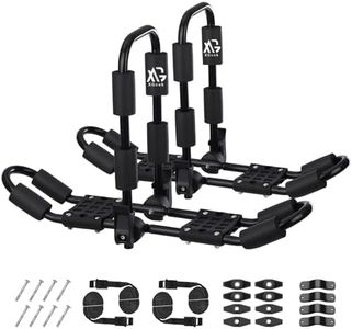 XGeek Kayak Roof Rack 4-in-1 Set of 1 for Kayak, Surfboard, Canoe and Ski Board Rooftop Mount Carrier Folding Adjustable Bilateral J-Style Rack on SUV, Car and Truck