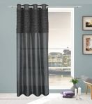 John Aird Pair Of Elsa Faux Silk Eyelet Curtain Panel With Luxurious Fur Top (Black, 56" Wide x 72" Drop)