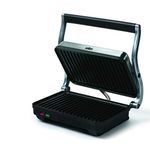 Salton Stainless Steel Electric Grill & Panini Press with Floating Hinged Lid for any Sandwich Thickness, Indicator Lights & Non-Stick Grill, 7" X 10", 1000W