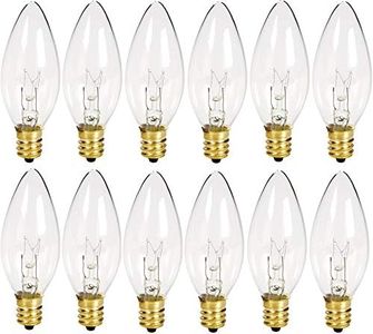 Holiday Joy - Crystal Clear Torpedo Tip Candelabra Replacement Bulbs - Great for Electric Window Candle Lamps - 7W - 120 Volts - E12 (12 Pack)