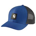 Carhartt Men's Rugged Flex Twill Mesh-Back Logo Patch Cap, Glass Blue, One Size