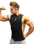 GYMAPE Mens Drop Armhole Quick Dry Tank Top for Workout Bodybuilding Sleeveless Muscle Shirts Color Black Size XL