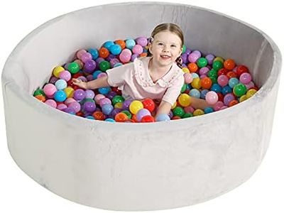 TRENDBOX 47inch Extra Large Memory Foam Ball Pit for Baby, Coral Fleece Toddler Soft Round Ball Pool - Light Grey