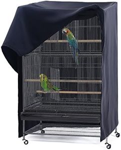 PONY DANCE Pets Product Universal Birdcage Cover Blackout & Breathable Birdcage Cover for Pets' Good Night, Large, Black, 35 L x 25 W x 47 in H