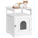 Yaheetech Cat Litter Box Enclosure, Wooden Cat House with Open Storage Shlef, Small Cat Kitty Litter Cabinet Wooden Structure Furniture for Bathroom, Hidden Washroom, 52x49x64.5 cm (LxWxH)