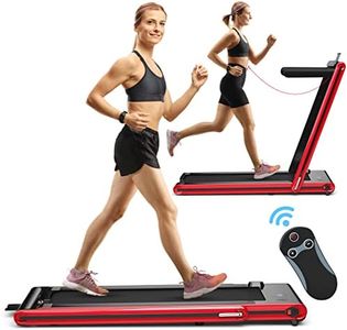 COSTWAY 2 in 1 Home Treadmill, 2.25HP Folding Walking Running Machine with Dual LED Displays, Bluetooth Speaker, APP & Remote Control, Electric Motorized Treadmill for Indoor Fitness Exercise (Red)
