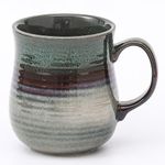 HYTYSKAR 21 oz Large Ceramic Coffee Mugs, Pottery Mug Handmade, Ceramic Tea Cups with Handle for Office and Home, Dishwasher and Microwave Safe (Ink Green)