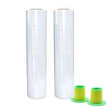 2 Pack Industrial Clear Pallet Stretch Wrap Cling Film 20mic x 400mm x 260m with Plastic Rolling Handle.Self Adhering Packing,Moving,Packaging,Heavy Duty Shrink Film,BOMEI PACK