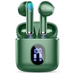 Wireless Earbuds, Bluetooth 5.3 Headphones 2024 Wireless Headphones with Deep Bass, New Mini Bluetooth Earphones in Ear 4 ENC Mic, Noise Cancelling Ear bud 30H Bluetooth Earbud Dual LED Display Green