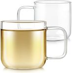 Teabloom Set of Two Premium Borosilicate Glass Cups - 6 Ounces / 180 ml - Stain-free and Microwave Safe