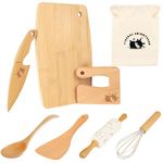 Wooden Kids Safe Knife and Kids Baking Set for Real Cooking, 8 PCS Toddler Montessori Kitchen Tools, Cooking and Baking for Kids Little Chefs