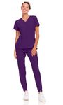 Natural Uniforms Womens Cool Stretch Jogger Scrub Set (Eggplant, Medium)