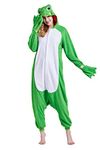 Magicalani Adult Onesie Pajamas - Unisex Halloween Animal Costume Sleepwear for Men & Women - Comfy & Fun Cosplay Outfit, Frog, Large