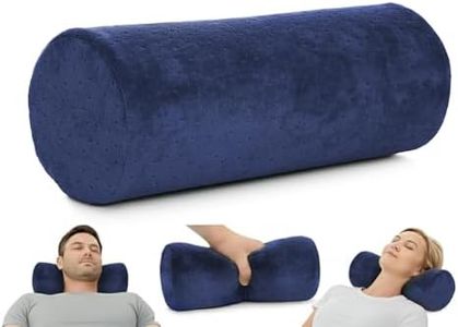 AllSett Health Round Cervical Roll Cylinder Bolster Pillow with Removable Washable Cover, Ergonomically Designed for Head, Neck, Back, and Legs || Ideal for Spine and Neck Support, Navy