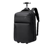 Arctic Hunter Expandable Trolley Backpack TSA Security Lock 52L Rolling Travel Bag With 2 Silent Wheel Trolley Bag Independent 15.6'' Laptop Sleeve For Travel Business Trip Men Black