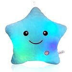 KAHEAUM Star Pillow Creative Twinkle Glowing LED Night Light Up Plush Pillows Stuffed Toys Birthday Gifts for Toddlers Kids Girls Boys Children Friends,Couch Bed Light Blue Throw Pillows Decorative