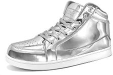 IGxx Sequins Shoes for Men Women Fashion Sparkle Silver Shoes Bling Shiny High Top Sneakers Punk