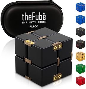 PILPOC theFube Infinity Cube Fidget Desk Toy - Aluminum Infinite Magic Cube with Case, Sturdy, Heavy, Relieve Stress and Anxiety, for ADD, ADHD, OCD (Black)