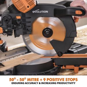 Evolution 255mm Mitre Saw – R255SMS-DB+ Sliding Compound