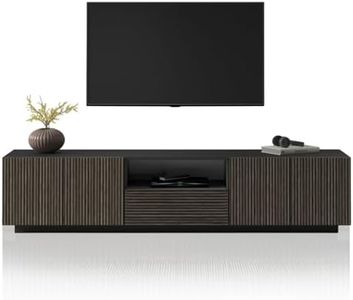 WHOUS - Mobile TV COSTE per Soggiorno in Stile Canneté 220,10x43x46 cm - Mobile Tv Soggiorno 4 Ante e 1 Cassetto - Mobile Porta Tv Soggiorno Vintage Colore Antracite Opaco e Caffè