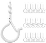 BEHENO 24 PCS Screw Hooks for Outdoor String Lights, Q Hanger Ceiling Hooks for Hanging Plants Christmas Lights, Cup Eye Hooks with Safety Buckle, 2.2 Inches