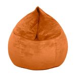 Dojo Teardrop Bean Bag Chair (Filled) - Plush Ultra Soft Giant Bean Bag for Adults, Teens - Double Stitched, Easy to Clean (Velvet Orange, Filled Bean Bag)