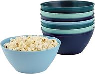 US Acrylic Unbreakable 28 oz. Plastic Stackable Cereal Bowls for Snacks & Ice Cream in Coastal Colors (Set of 8) 6-inch Reusable, BPA-Free, Made in the USA, Dishwasher Safe Dinnerware