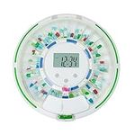 Automatic Pill Dispenser，Lock 28-Day Medication Organizer, Up to 6 Doses Per Day, 6 Dosage Templates, Sound & Light Alerts & Key for Vitamins, Supplements (Clear Lid)