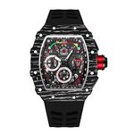 PINTIME Fashion Mens Watch Hallow Punk Chronograph Sports Wristwatch Luxury Designer Mens Watch, Black.1, Chronograph