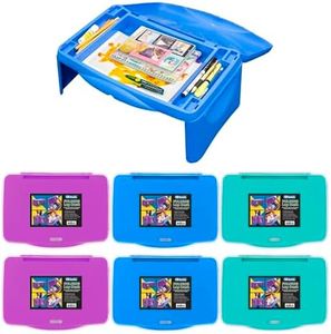 BAZIC Products Folding Lap Desk with Storage, Foldable Desk Collapsible Lap Table Laptop Tray, Portable Plastic Lapdesk for Kids Adults Work, Study, Travel, Eating, Assorted Colors, 6-Pack