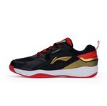 Li-Ning Ultra Force Non-Marking Badminton Shoe | Engineered Pro Cushioning & Enhanced Breathability | All Indoor Sports (Black/Gold,9UK)