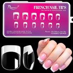 Ranrose French Nail Tips 120PCS Short French Full Cover White Clear False Nails 12 Sizes Square Nail Tips Acrylic Press On Nails with Box for Nails Tips Art