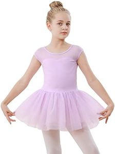 Stelle Ballet Leotards for Girls Toddler Leotard with Tutu Skirt Dance Tutu Dress (Purple,6-7 Years)