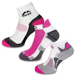 More Mile 3 Pack Womens Running Socks Pink Cushioned Mixed Styles London